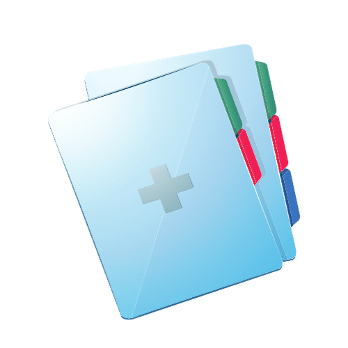 graphic cartoon of two medical records folder for a birth injury client