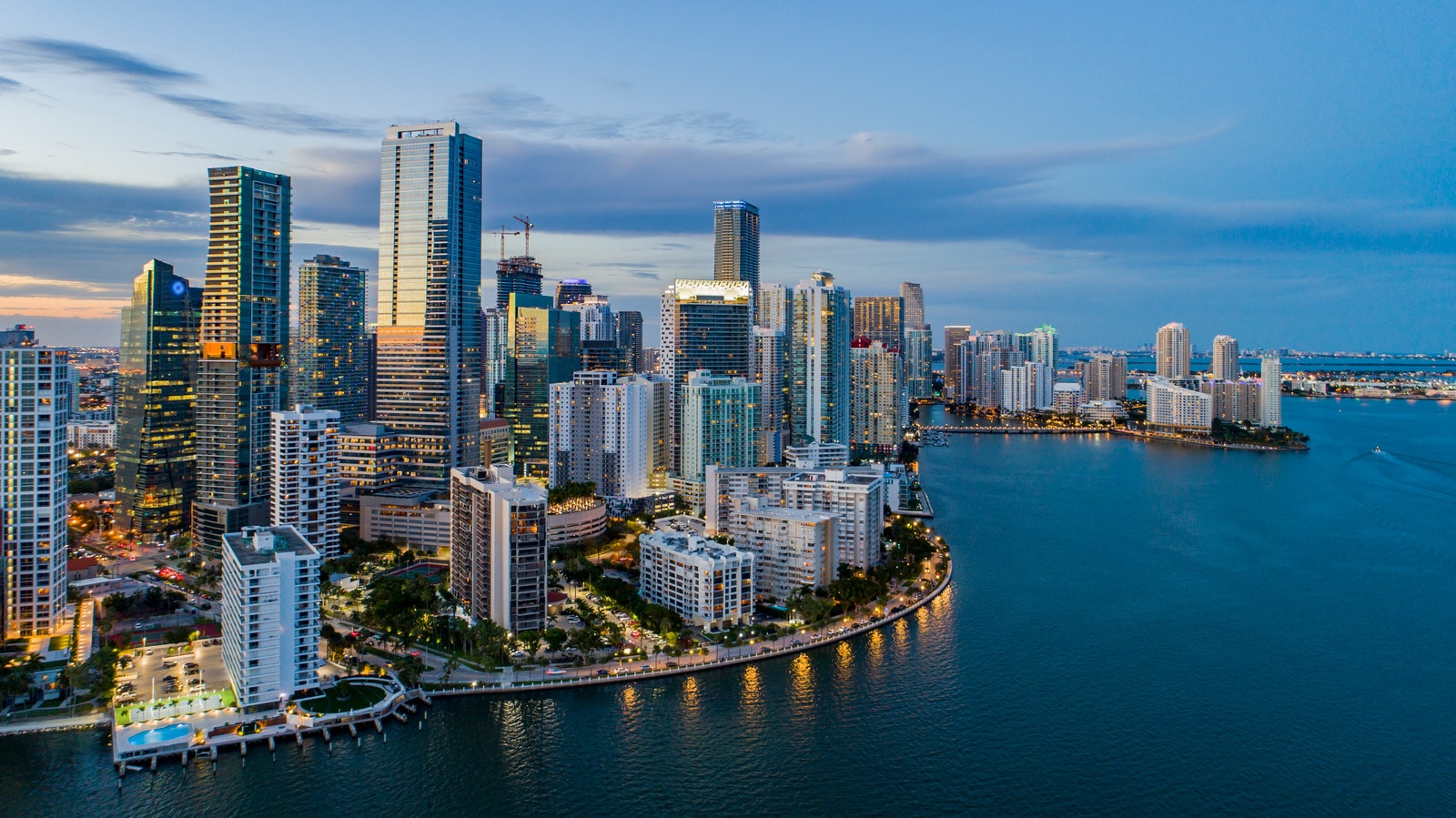 Downtown Miami aerial view of skyscrapers
